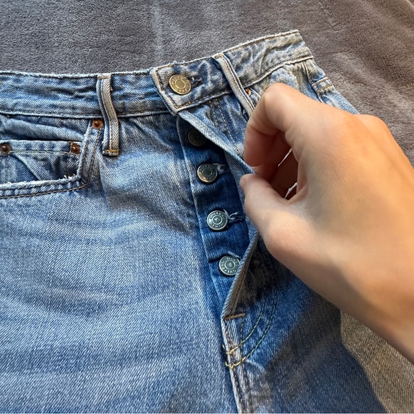 GRLFRND Carla Straight Leg Jeans Sz. 25 semi distressed high waisted medium wash - Picture 5 of 9